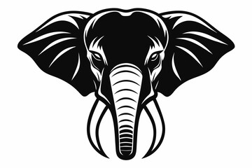 elephant head line art silhouette vector illustration