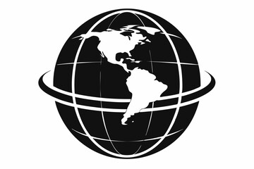 globe line art silhouette vector illustration