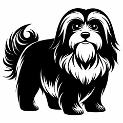 Lhasa Apso silhouette vector black animal on white background