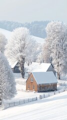 Snow-covered houses in a winter wonderland