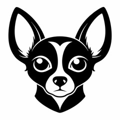 Chihuahua head logo vector black animal silhouette on white background