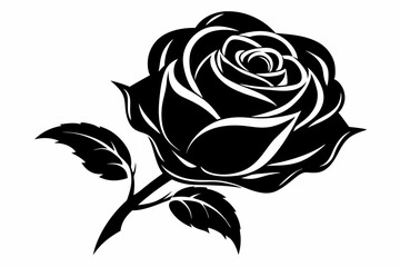 rose line art silhouette vector illustration