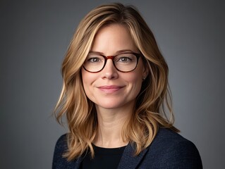 Fototapeta premium Portrait of a woman with blonde hair and glasses