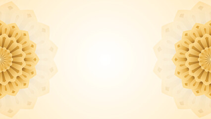 Subtle Beige Mandala Blank Horizontal Background with Intricate Geometric Floral Design