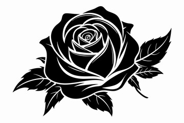 rose line art silhouette vector illustration