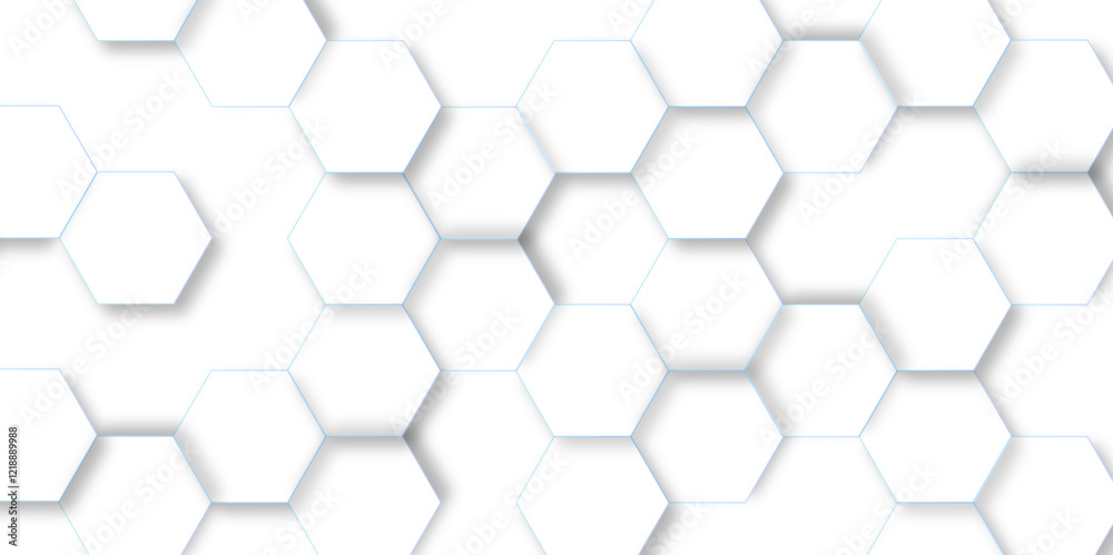 Aufkleber Abstract hexagon background. Futuristic abstract honeycomb mosaic white technology background. Surface polygon pattern with glowing hexagon paper texture and futuristic business. graphic concept.	