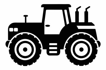 tractor line art silhouette vector illustration