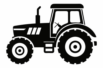 tractor line art silhouette vector illustration