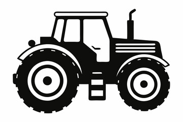 tractor line art silhouette vector illustration