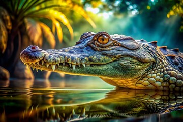 Fototapeta premium Crocodile in Water - Realistic AI Photo, Wildlife Photography Background
