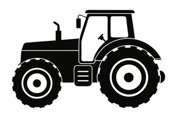 tractor line art silhouette vector illustration