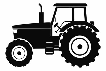 tractor line art silhouette vector illustration
