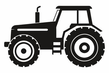 tractor line art silhouette vector illustration