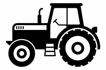 tractor line art silhouette vector illustration