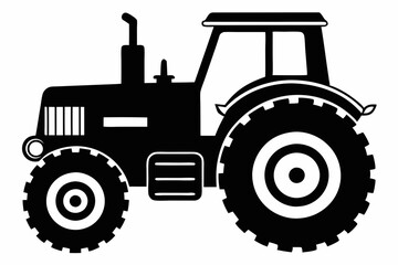 tractor line art silhouette vector illustration