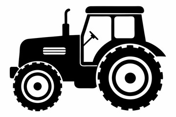 tractor line art silhouette vector illustration