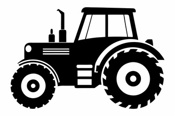 tractor line art silhouette vector illustration