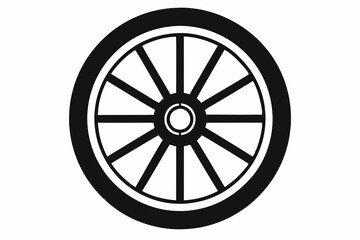 wheel line art silhouette vector illustration