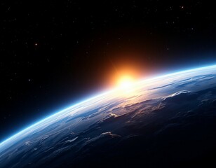 Fototapeta premium Sunrise over group of planets in space 