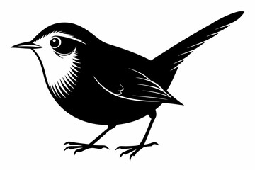 wren bird line art silhouette vector illustration