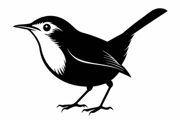 wren bird line art silhouette vector illustration