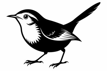 wren bird line art silhouette vector illustration