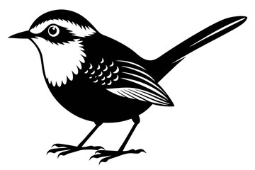 wren bird line art silhouette vector illustration