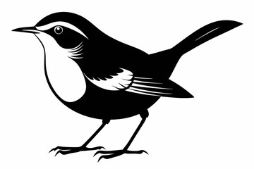 wren bird line art silhouette vector illustration
