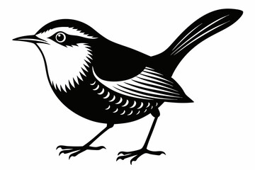 wren bird line art silhouette vector illustration