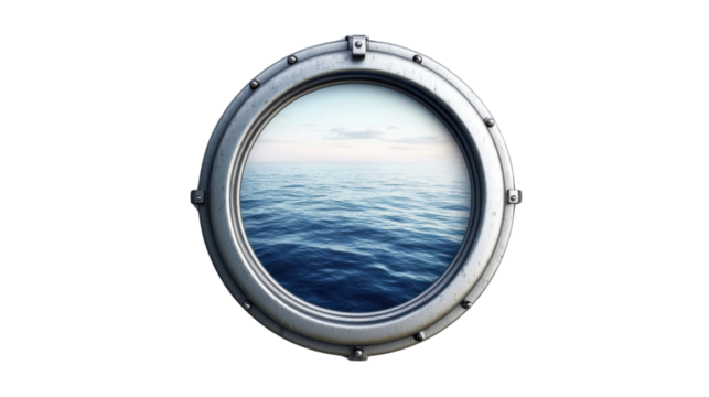 porthole in the sea isolated on white background 