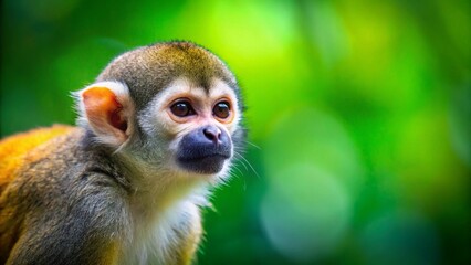 Obraz premium Cute Squirrel Monkey, Portrait, Copy Space