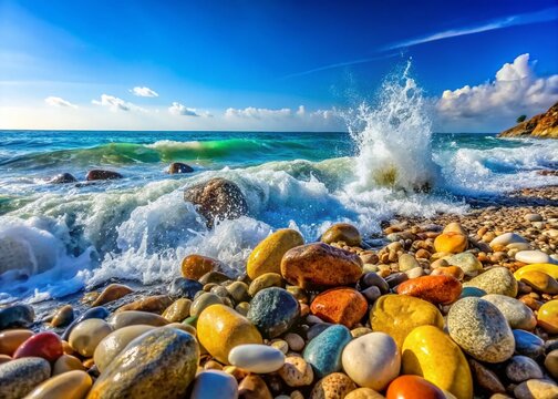 Cyprus Pissouri Pebble Beach Waves Crashing Rocks Stunning Landscape