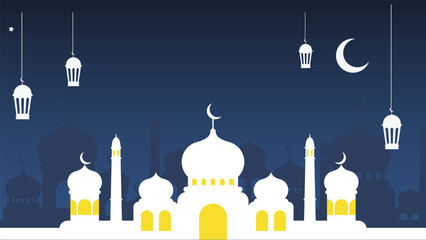 Ramadan background blue night background with copy space design
