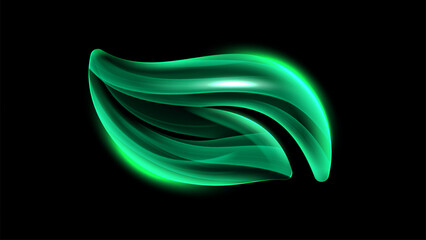 Abstract Emerald Flow, Dynamic Nature of The Green Glowing Shape, Green Wave of Light, Vector Illustration