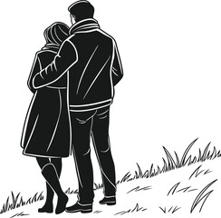 Loving Couple Embraces Outdoors