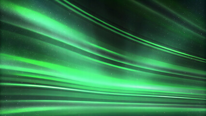 Abstract background with green gradient light streaks on black, glowing blurred motion effect, glowing horizontal lines