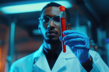 Expert scientist using tools to analyze test tube contents