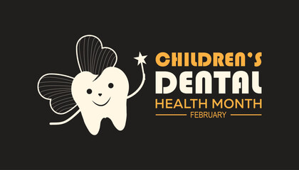 February is National Children’s Dental Health Month. Vector template Design for banner, greeting card, poster, prints, social media post ,flyer , T shirt with background.