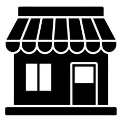 shop icon silhouette vector illustration , street food shop icon logo illustration 