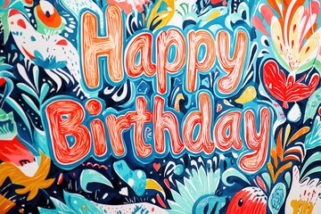 Obraz premium Decorative Birthday Banner for Greeting Cards