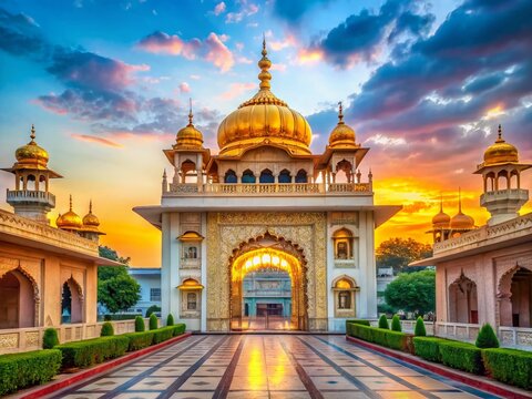 Delhi Gurudwara Sis Ganj Sahib Gate, Stunning Landscape Photography, Golden Architecture