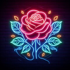 Neon Rose A rose rendered as a glowing neon sign