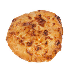 desert pie with cherries and cream cheese isolated on white background