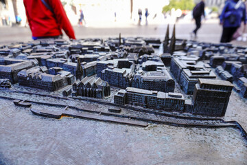 A miniature of Bremen city featuring detailed architecture and landmarks