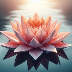 Lotus as Origami A lotus crafted from origami paper floating del