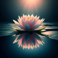 Lotus on a Reflective Pool A lotus on a perfectly reflective poo