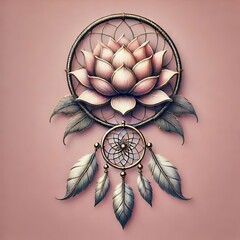 Lotus with a Dreamcatcher A lotus intertwined with a dreamcatche