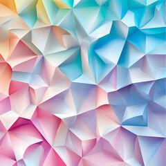 Abstract Geometric Pattern: A vibrant and playful abstract pattern featuring a captivating geometric design with an iridescent, holographic effect, using an array of colors like pink, blue, yellow.