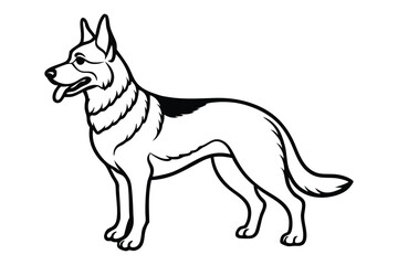 A German shepherd vector art silhouette illustration.eps
