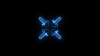 Directional Hand Drawn neon arrow line Isolated on Black Background